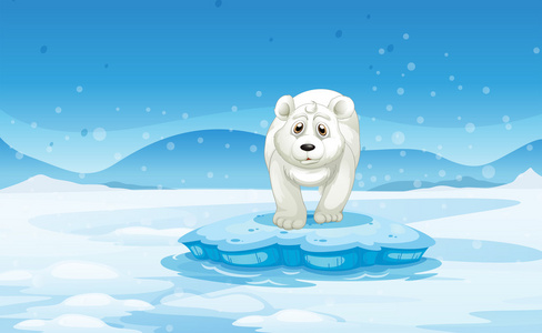 un oso polar triste que est parado sobre el iceberg