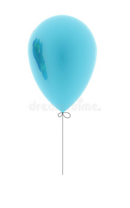 渲染为孤立的单个蓝色气球