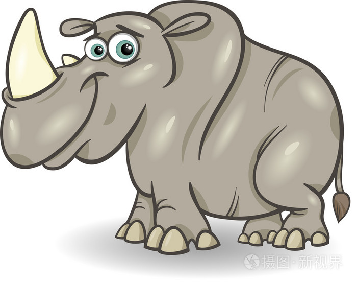 可爱的犀牛卡通插图
