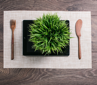 植物和平板电脑的屏幕