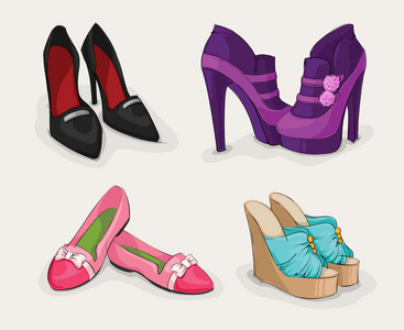 时尚的女人的鞋子的集合图片