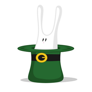 在顶绿色的帽子的兔子