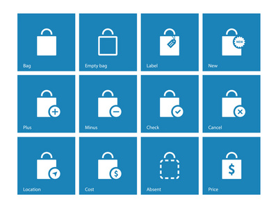 在蓝色背景上的购物袋图标