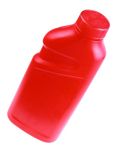 孤立的红色塑料瓶