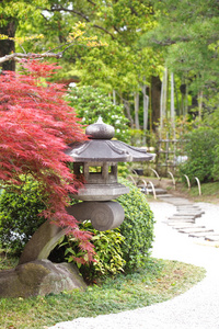 红色的日本花园