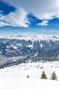 从 golm 的滑雪胜地，奥地利 欧洲到 montafon 谷查看