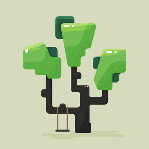 绿色叶子平树的插图