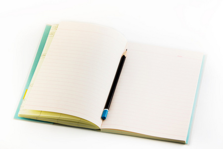 Notizbuch und Bleistift Isolation auf wei