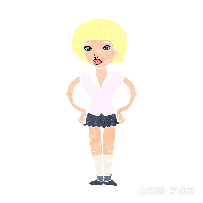 卡通女人双手叉腰