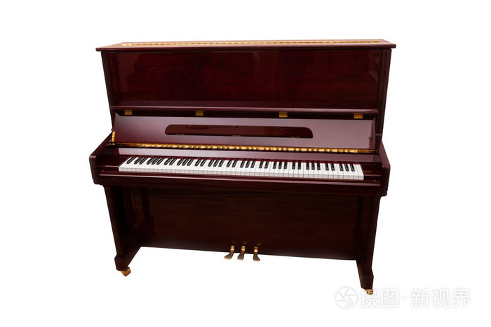 红色钢琴黑檀木和象牙键