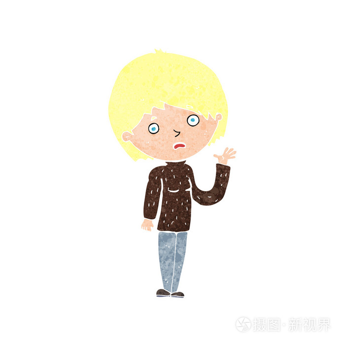卡通焦虑的女人