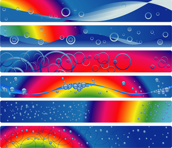 六个横幅用彩虹和水