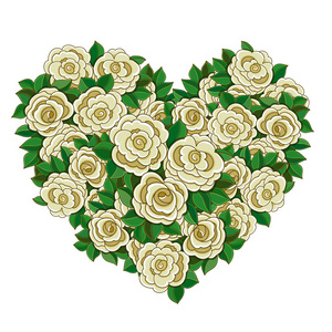 花圈在白玫瑰的心的形状