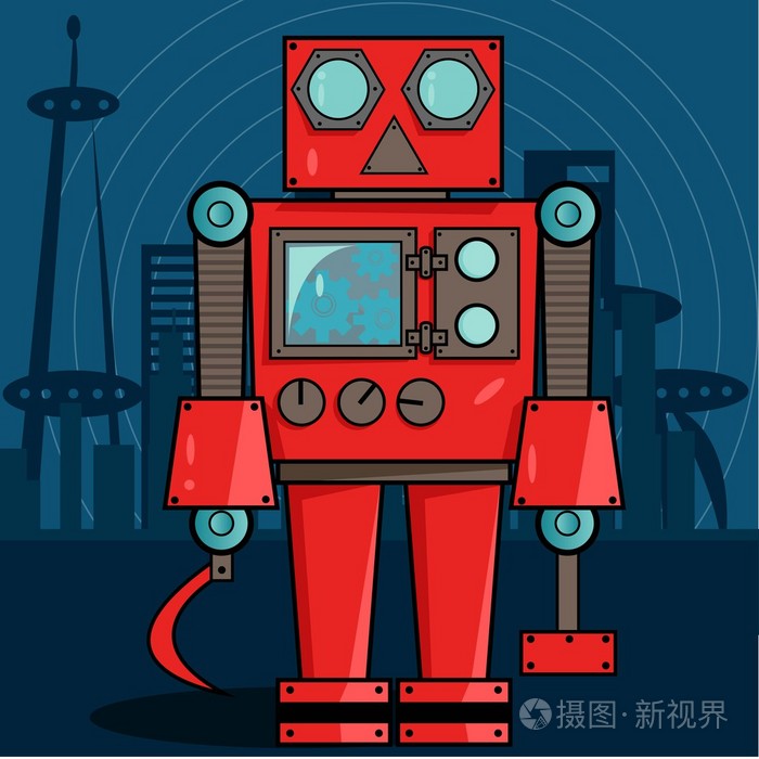 红色的俄罗斯机器人插画-正版商用图片1evds9-摄图新视界