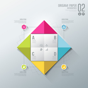 图表，折纸五颜六色的纸业务设计