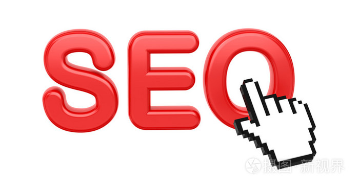 seo 与手形光标。互联网概念