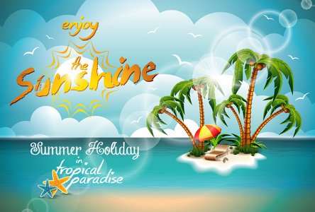 矢量夏天度假的天堂岛的蓝色海面背景与设计