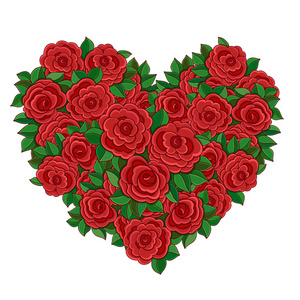 花圈一束的红玫瑰的心的形状