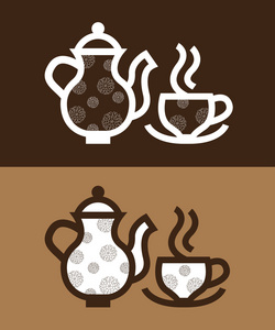 茶壶和茶叶杯标志
