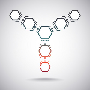 七个六角形细胞沟通。渐变
