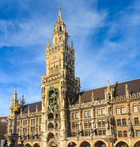 慕尼黑，玛利亚，巴伐利亚，德国的哥特式市政厅。