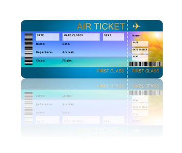 航空公司的登机证票与孤立的白色的影子