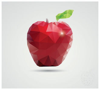 几何多边形水果，三角形，苹果，矢量图