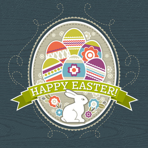 复活节彩蛋和一只兔子，向量的背景