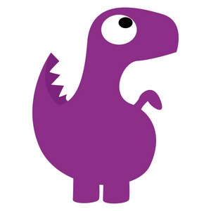 一只孤立的矢量紫色可爱回力卡通恐龙