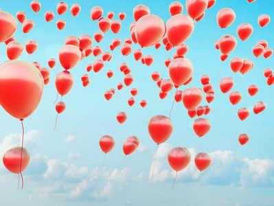 数以百计的红色飞行气球