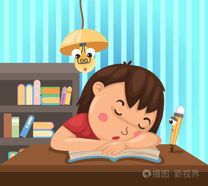 女孩做作业