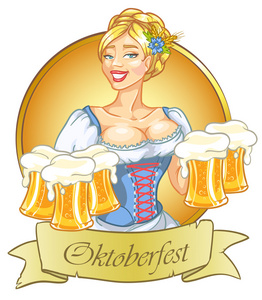 慕尼黑啤酒节啤酒的女孩
