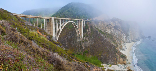比克斯比桥，在大苏尔，加利福尼亚州的太平洋海岸公路