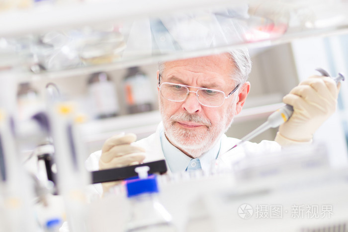 生命科学家在实验室里研究