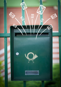 手工绘制的信封出来一个邮箱