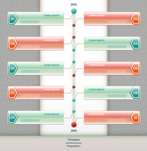 现代时间轴的设计模板。10 eps