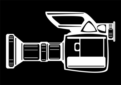 电影现代相机在黑色背景上孤立