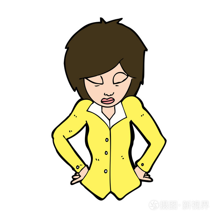 卡通女人双手叉腰