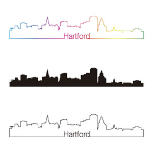 哈特福德的天际线直线型，彩虹