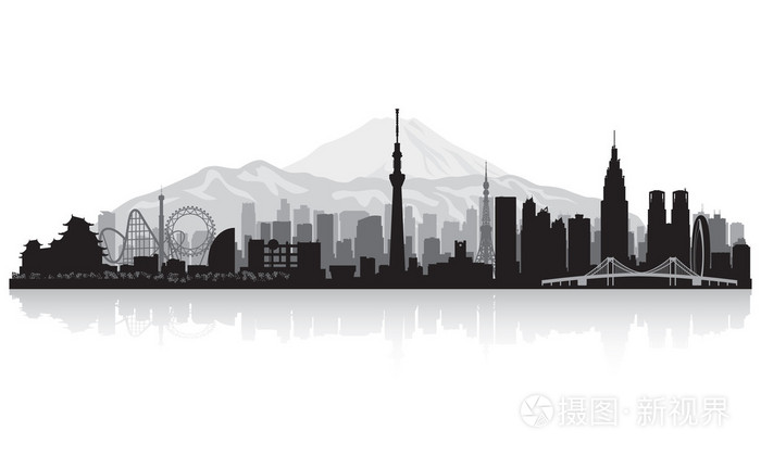 东京日本城市天际线剪影
