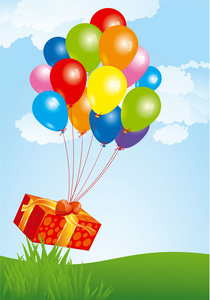 飞行的气球，用礼品盒