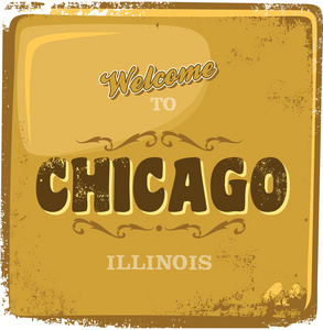 芝加哥美国旅游贺卡广告招牌图片