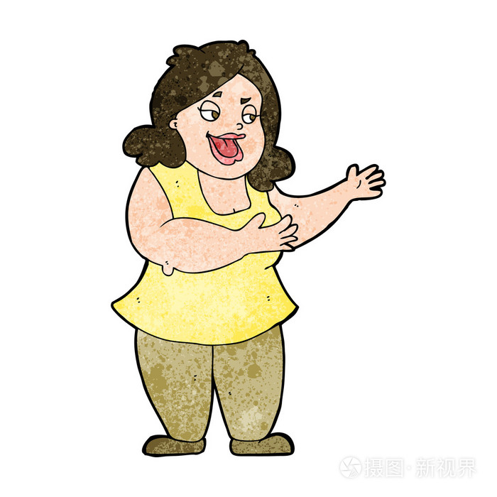卡通快乐的胖女人