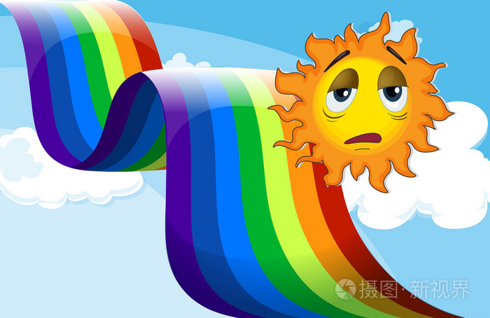 在悲伤的太阳旁边的彩虹