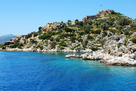 湾和 kekova，土耳其的城堡