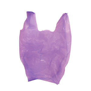 孤立的主人家的紫色塑料玻璃纸包