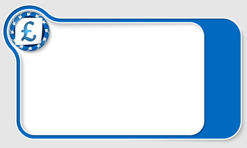 带箭头和英镑符号的文本的蓝框