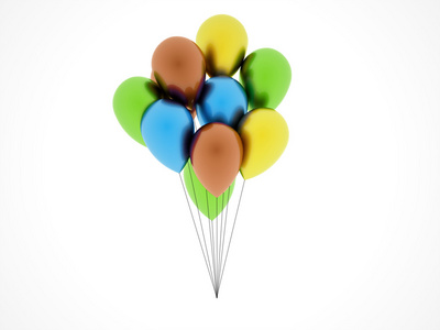 许多彩色的气球飞