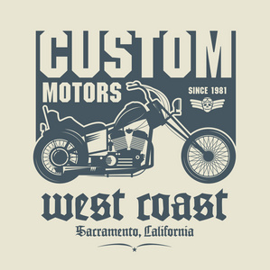 老式摩托车标签或海报