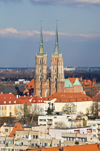 wroclaws 的景观，如波兰 tum 岛上教堂